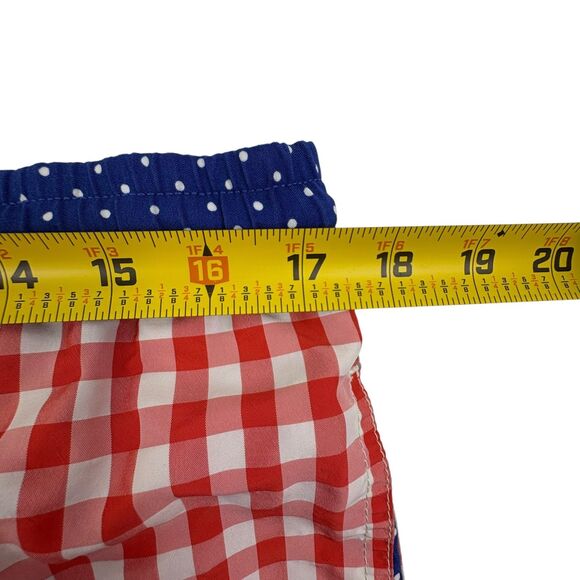 Massimo Dutti Swim Shorts M Red Gingham Navy Polka Dot Preppy Beach - Picture 11 of 15